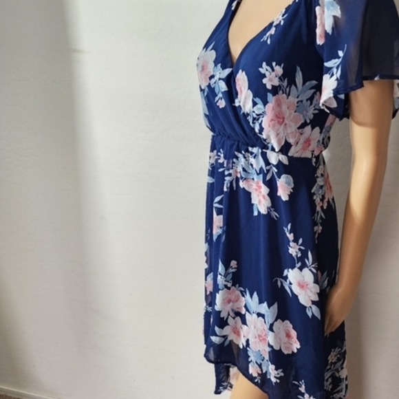 Lily Rose Navy and Pink Floral High Low Dress - Picture 2 of 7